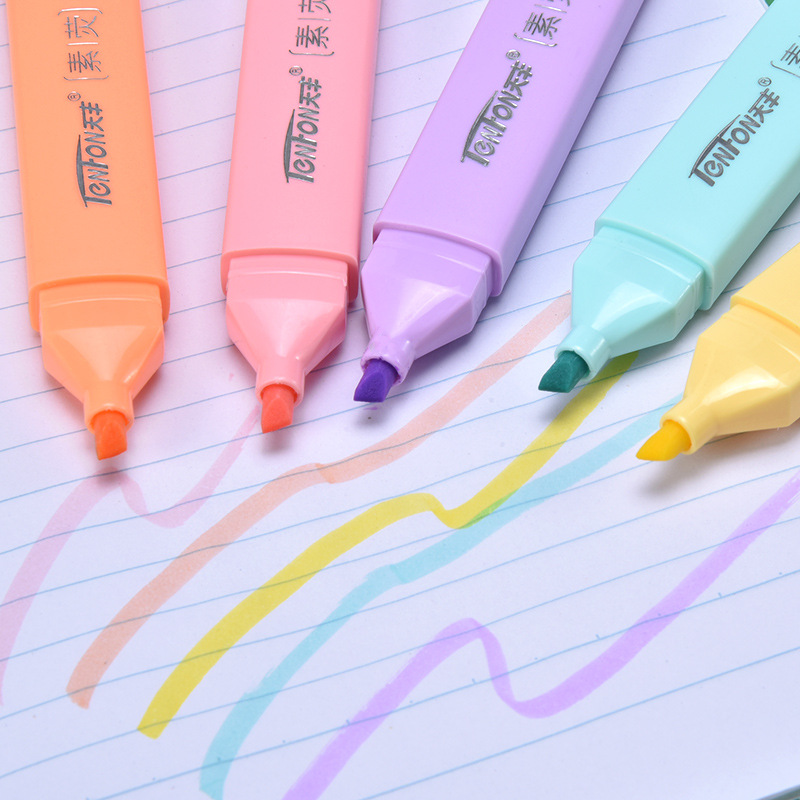 6 шт./компл., плоская форма, б – обзор и цена Pastel Highlighter Set Double Ended